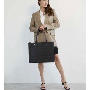 NWT Beis Work Tote in black croc. Brand new never opened with strap and tags